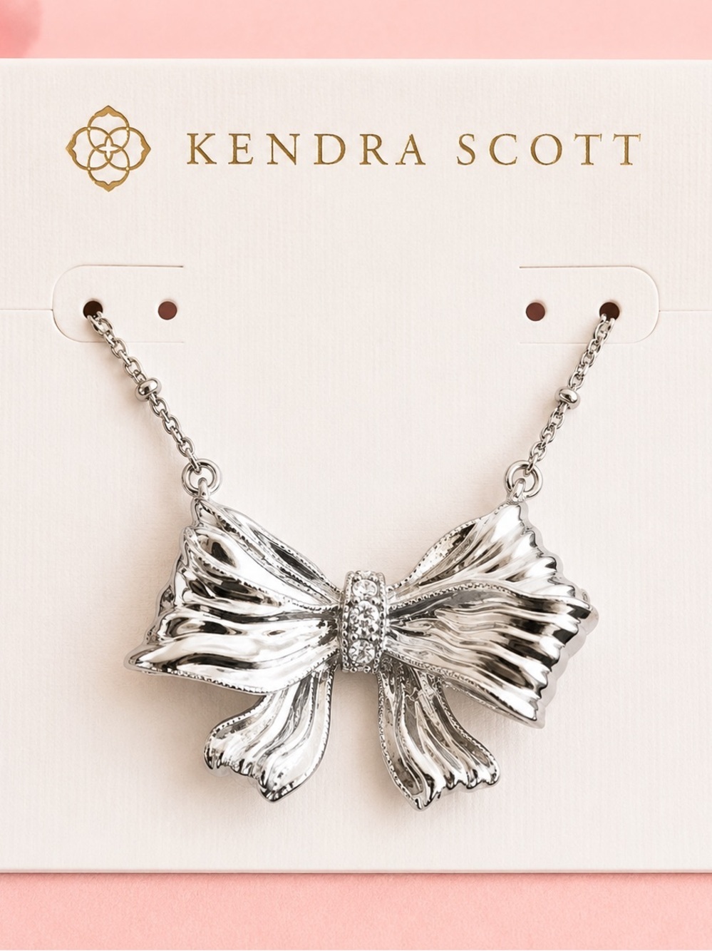 Kendra Scott x LoveShackFancy Silver Bow Necklace – New